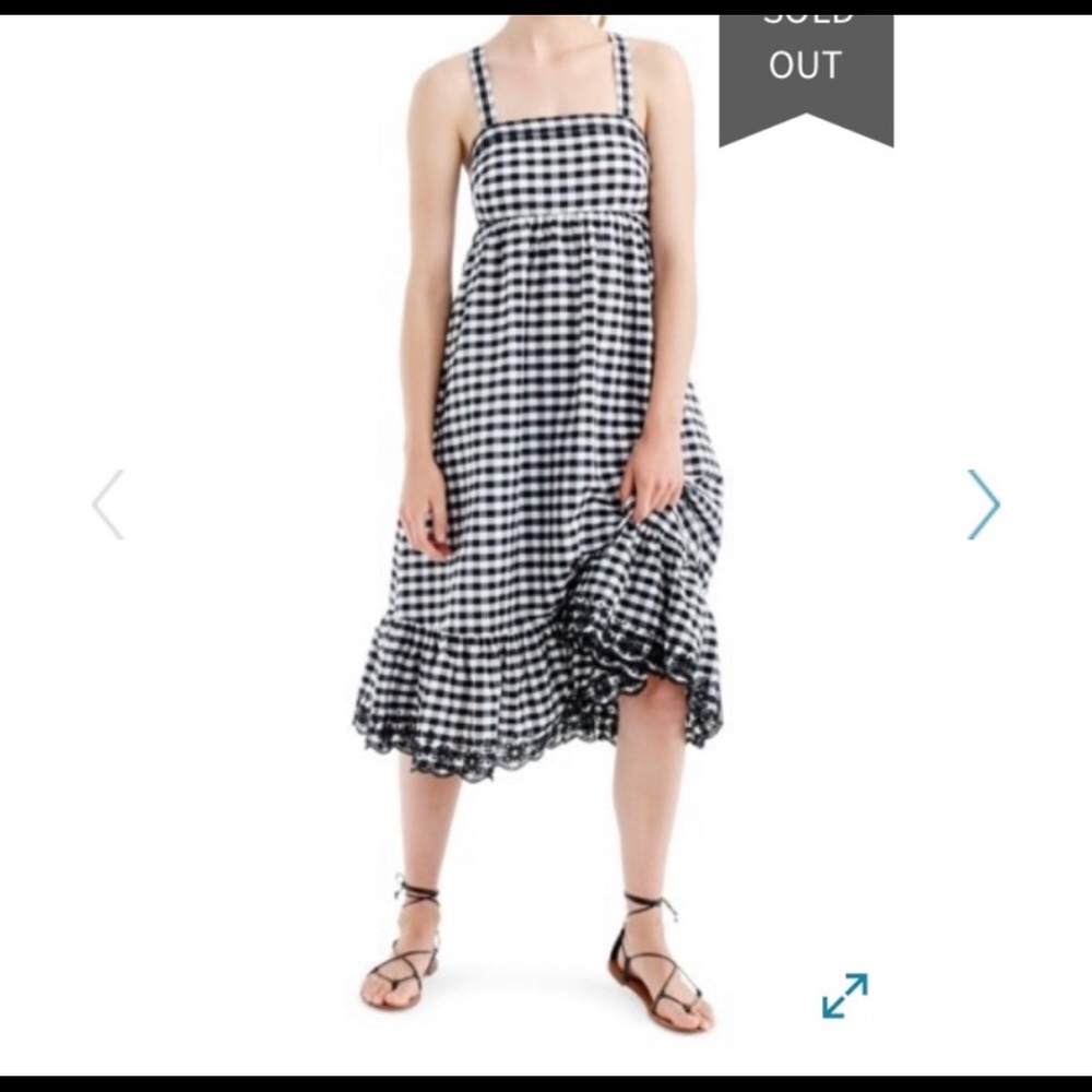 J. Crew Eyelet Trim Puckered Gingham Dress